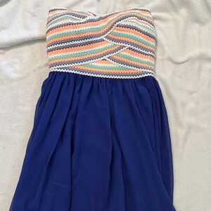 B Darlin Multicolor Zigzag Strapless Mini Dress